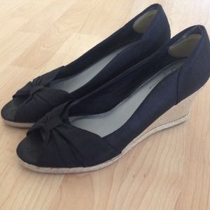 Black Open Toe Wedges