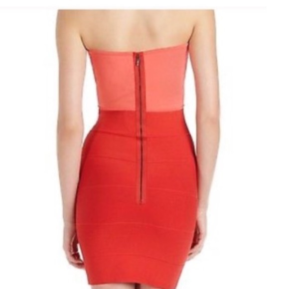 Bcbgmaxazria Coral Alyona Colorblock Bandage Dress - Picture 2 of 2