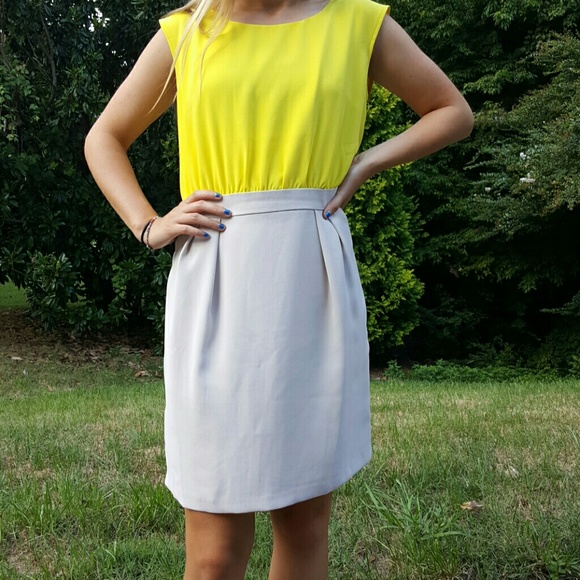 Like-new yellow and grey Loft dress