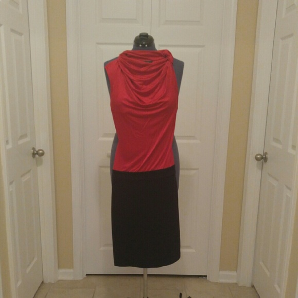 Black, red cowl neck