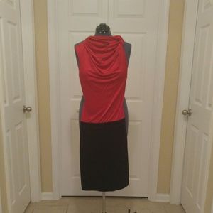 Black, red cowl neck