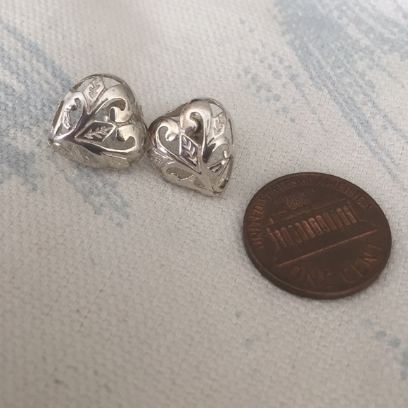 Sterling Silver Filigree Heart Earrings