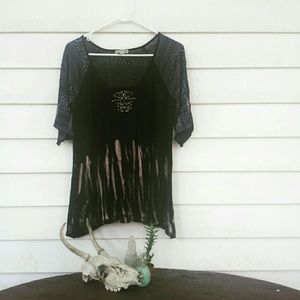 NWOT Black Tye-Dye Blouse