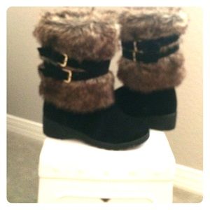 Boots Black Suede and faux fur