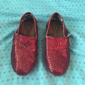Red glitter TOMS