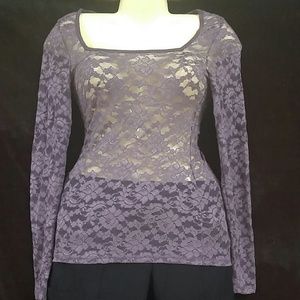 XS plum lace sheer top