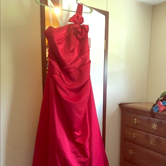 Apple red David's Bridal dress