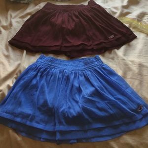 Burgany and blue skirts