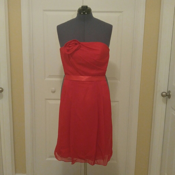 Red strapless dress