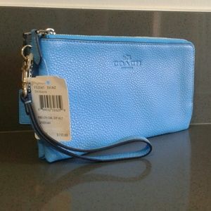 Coach wristlet double zipper