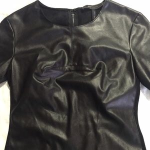 BCBG black leather top. Size XXS.
