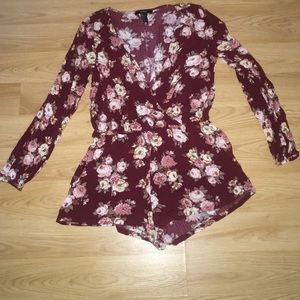 Maroon Floral Romper
