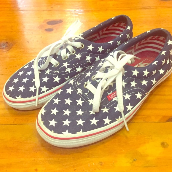 Vans Authentic Red, White & Blue Star Sneakers