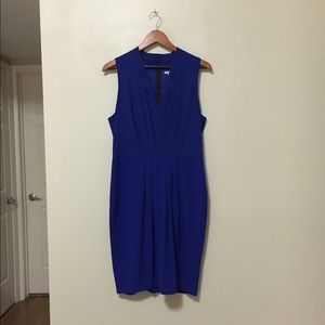 H&M Pleated High-Neck Dress in Cobalt Blue