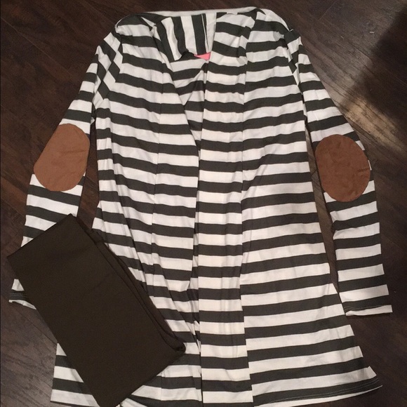 Olive Elbow Patch Cardigan - Picture 2 of 2