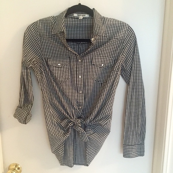 Black and white check button up