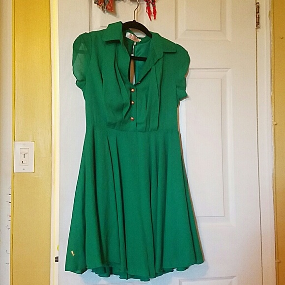 Green Dress w/Gold Buttons