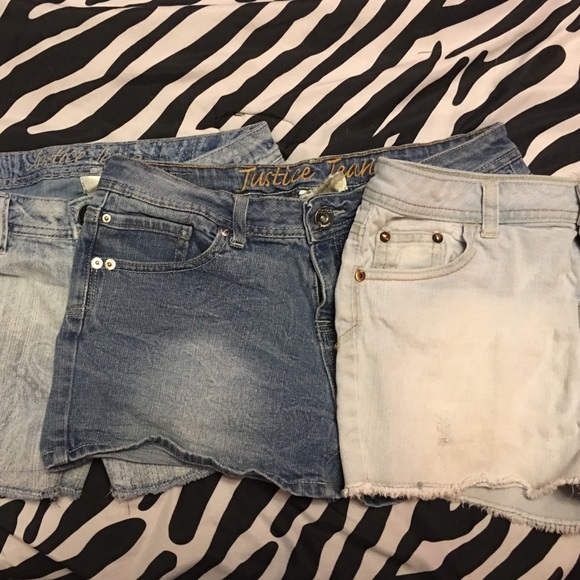 3 Pairs of Girls Justice Jean Shorts Size 16R