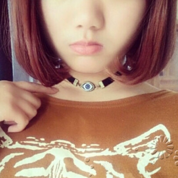 Evil Eye 90s Style Black Choker Illuminati Gypsy - Picture 2 of 3