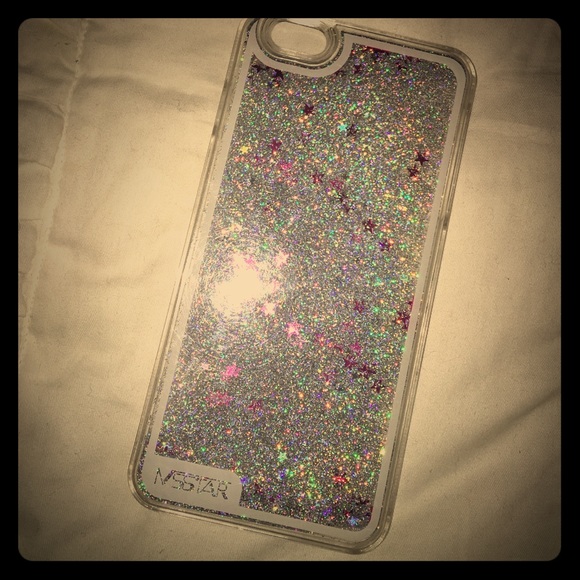 Silver sparkly iphone 6+\6S+ case with pink stars