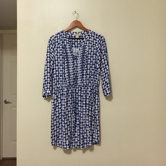 Lucky Brand Tie Waist Dress in Blue Pattern