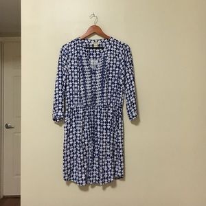 Lucky Brand Tie Waist Dress in Blue Pattern