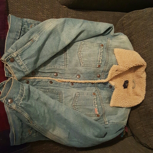 Distressed American Eagle lined Jean jacket