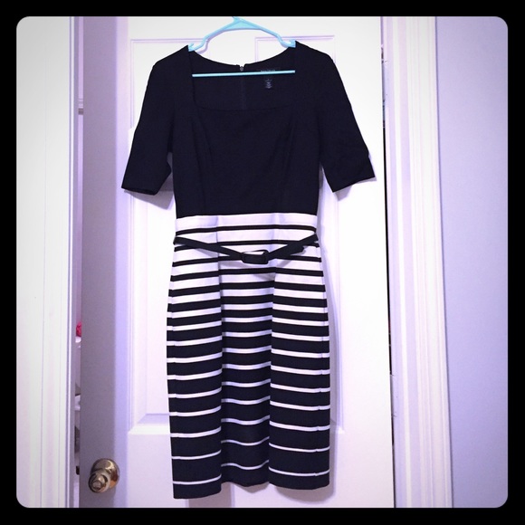 White | Black Work Dress