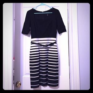 White | Black Work Dress