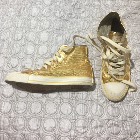 Gold high top sneaker