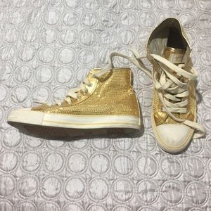 Gold high top sneaker