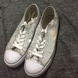 silver sneakers