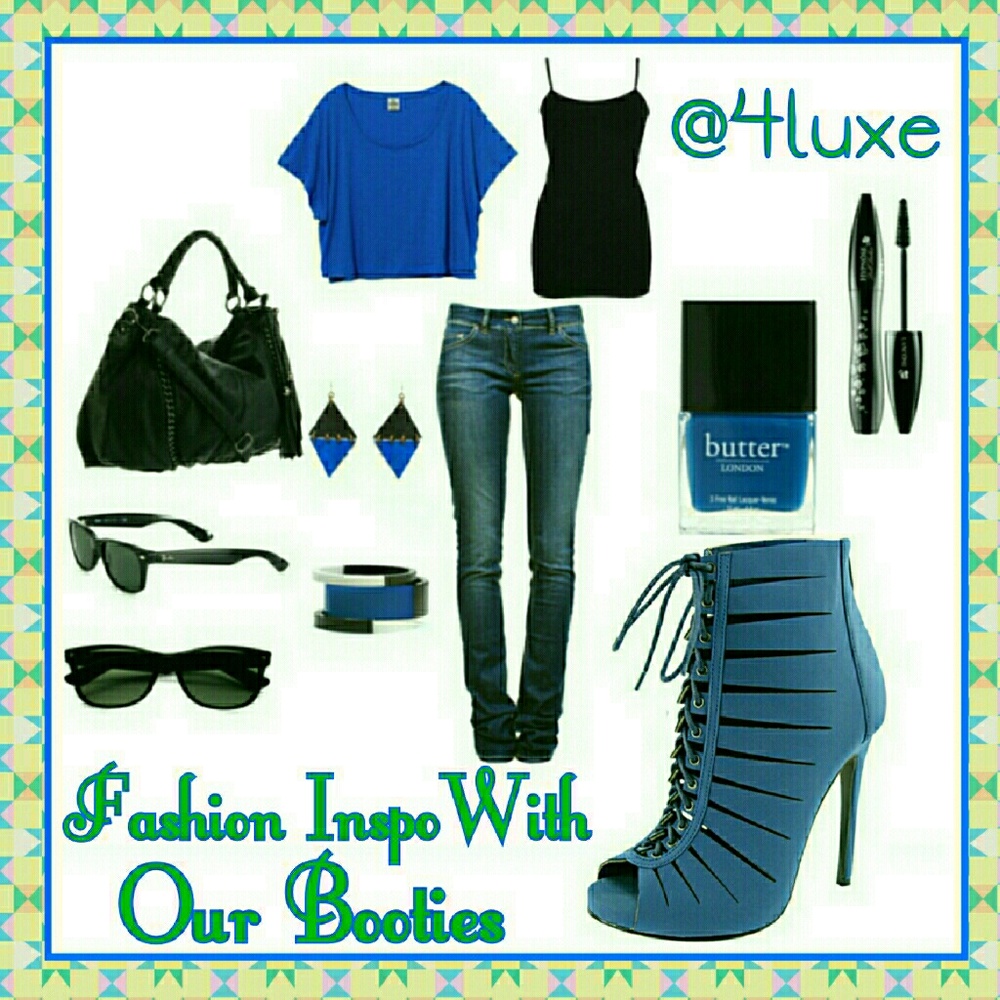 NEW Blue Booties With Cutouts Last Pair Size 7 - Picture 6 of 7