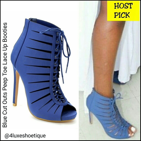 NEW Blue Booties With Cutouts Last Pair Size 7 - Picture 7 of 7