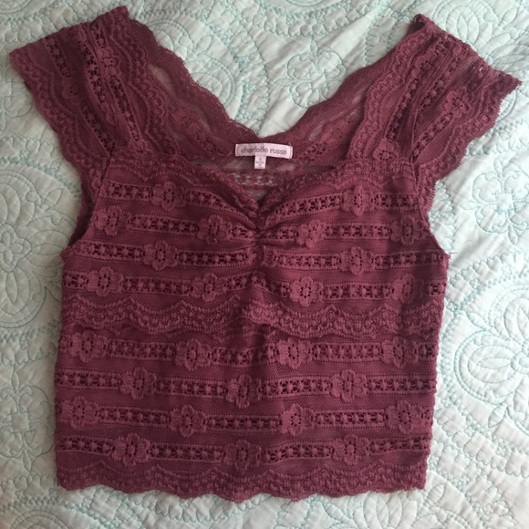 Maroon Lace Crop Top
