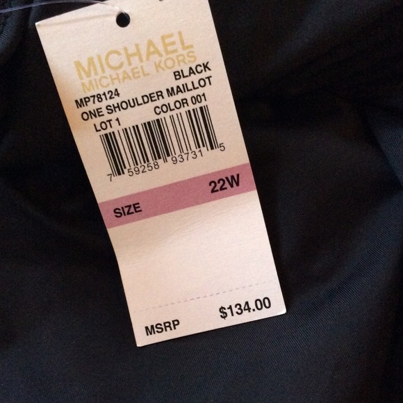 Michael Kors One Shoulder Maillot Black Plus Size - Picture 2 of 2