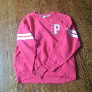 PINK crew sweater. Coral pink. Size Medium.