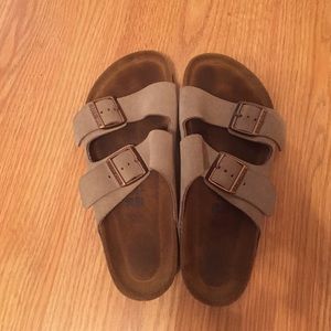 Lightly worn grey/beige birkenstocks