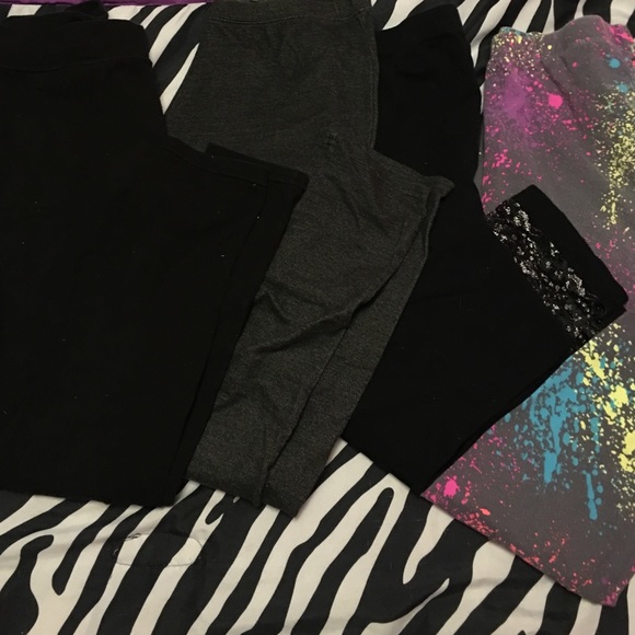 Girls 2 leggings & 2 cropped leggings 14/16