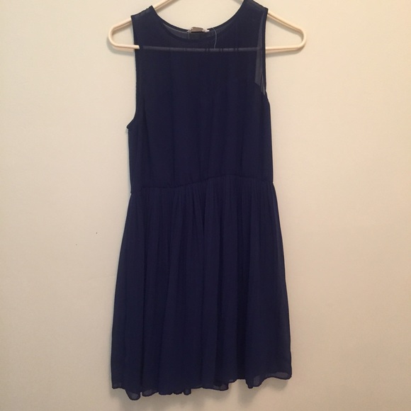 super cute chiffon fit & flare navy blue dress