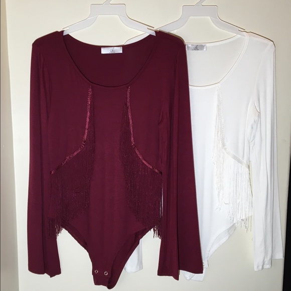 Wine Fringe Bodysuit - Picture 2 of 3