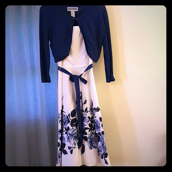 T length Royal Blue Floral Dress