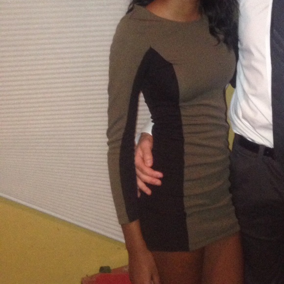 Bodycon army green and black dress