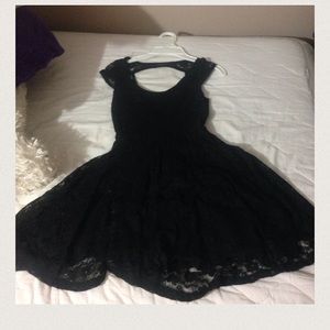 Black open back dress