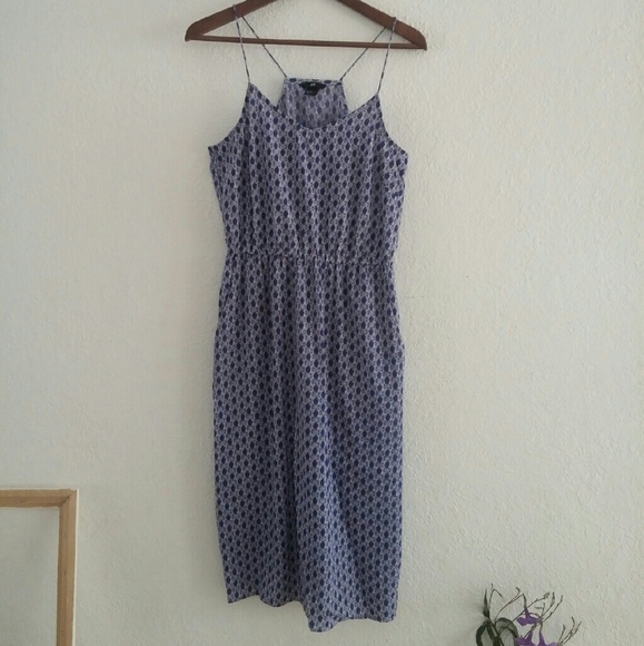 H&M blue patterned midi dress