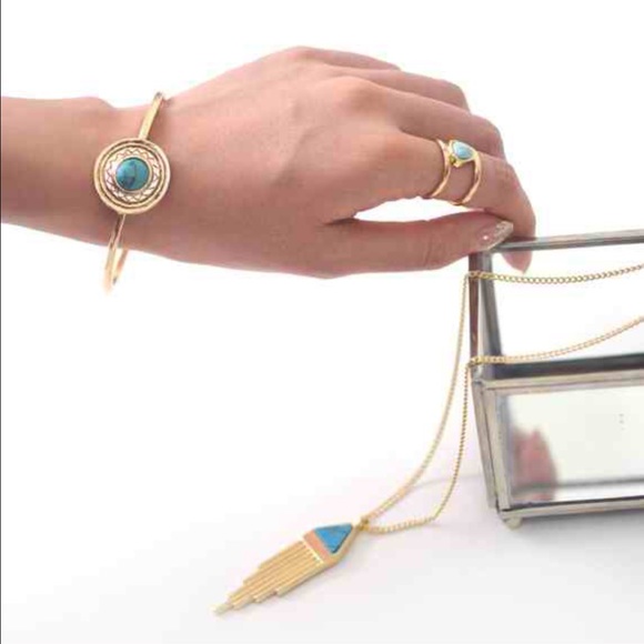 Turquoise bohemian bracelet cuff - Picture 4 of 4