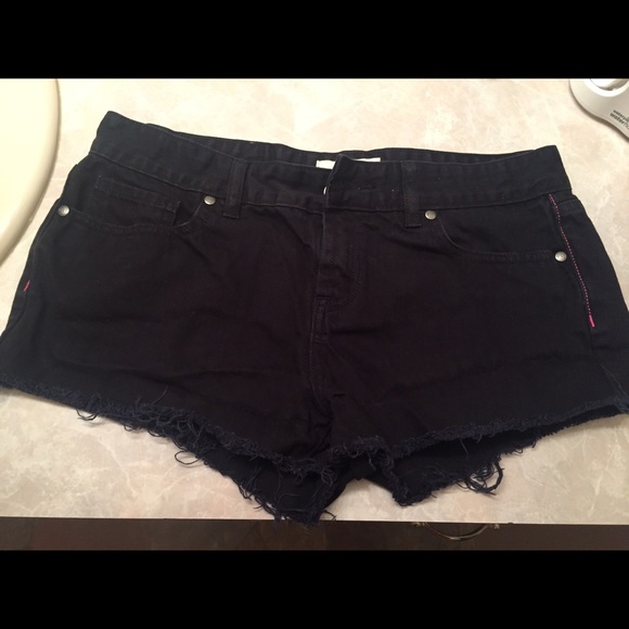 PINK Black Denim Shorties 6