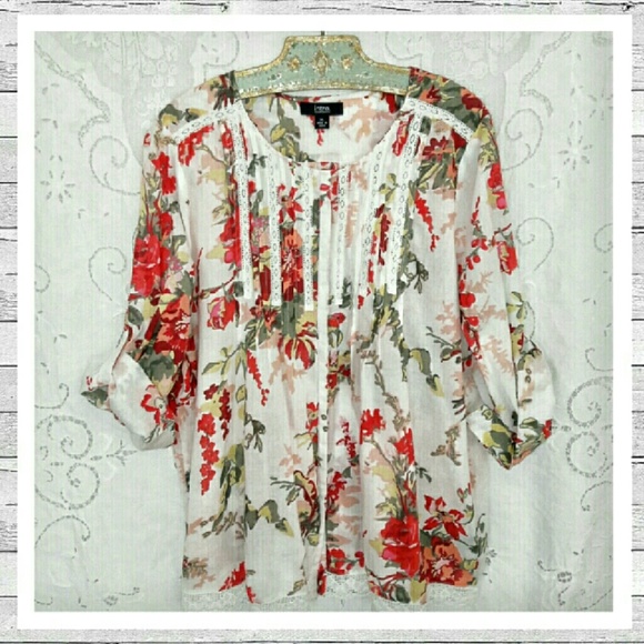 Intro. Tops - Beautiful Boho Peasant Top Sz XL