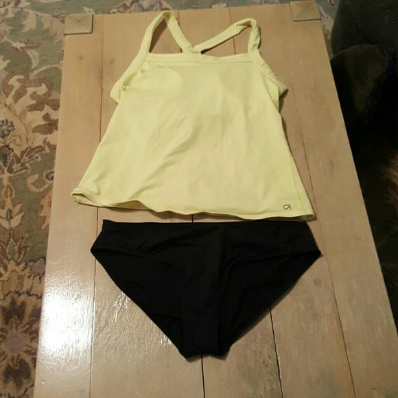 Two piece tankini with lined top.