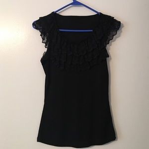 Sleeveless Lace Ruffle